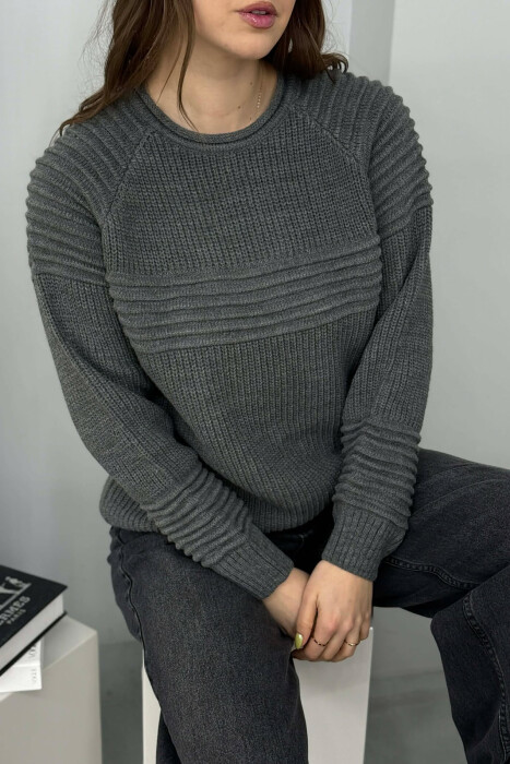 THICK SIMPLE WOMAN SWEATER DARK GREY/GEE - 4