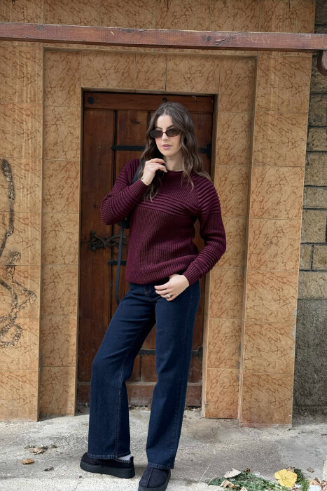 THICK SIMPLE WOMAN SWEATER DARK PURPLE/LEJLA ERRET - KLAUDIO FASHION