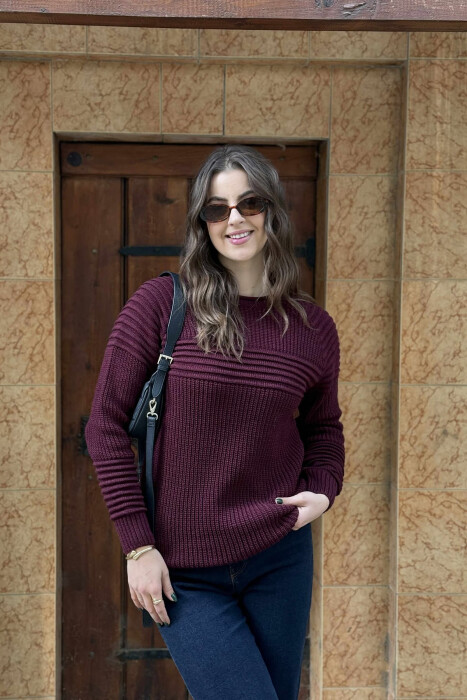 THICK SIMPLE WOMAN SWEATER DARK PURPLE/LEJLA ERRET - 2