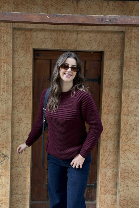 THICK SIMPLE WOMAN SWEATER DARK PURPLE/LEJLA ERRET - 3