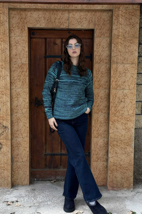 THICK SIMPLE WOMAN SWEATER GREEN/JESHILE - KLAUDIO FASHION