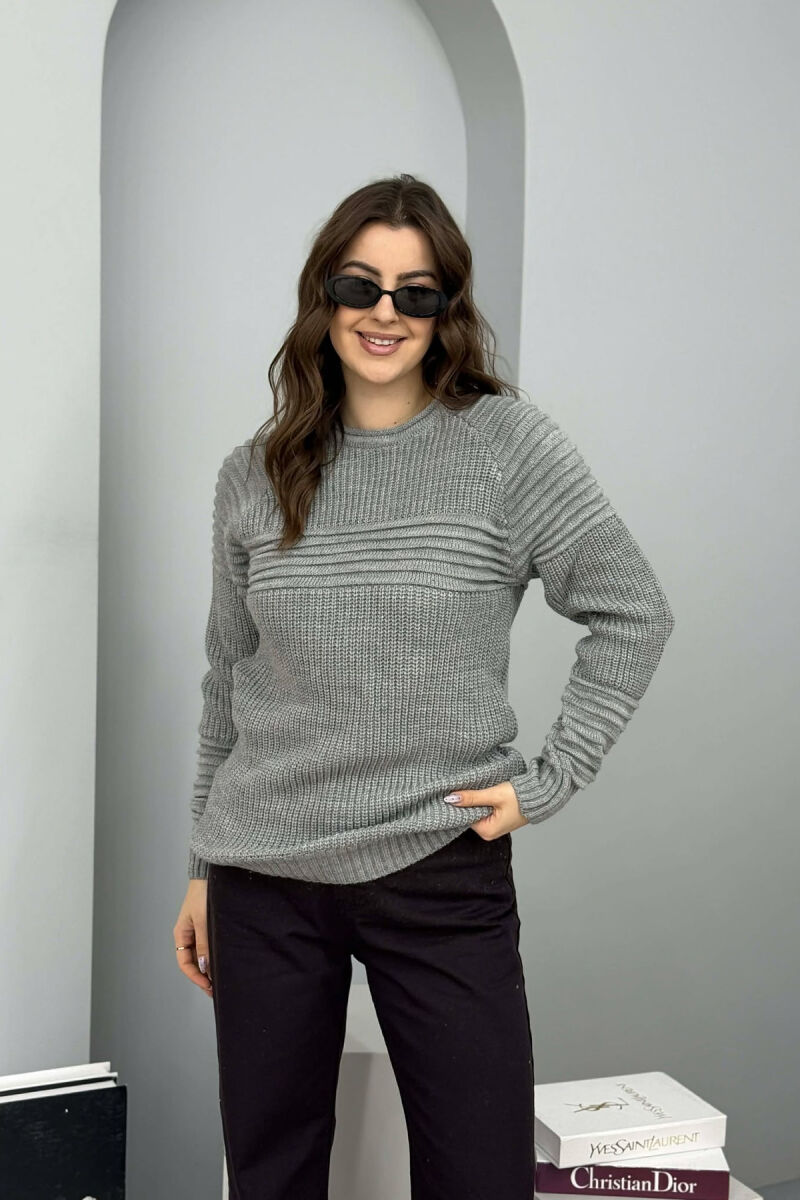THICK SIMPLE WOMAN SWEATER GREY-GREY/GG - 1