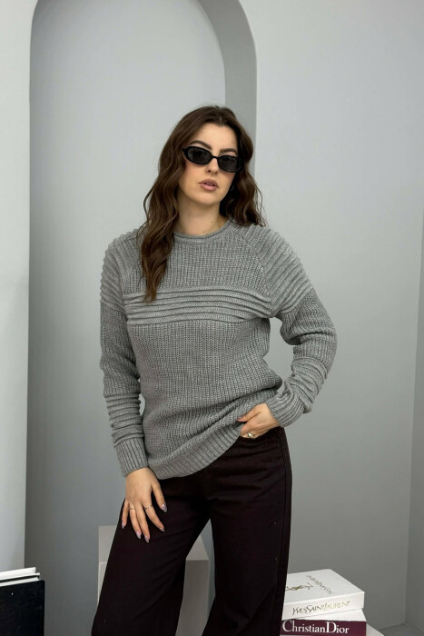 THICK SIMPLE WOMAN SWEATER GREY-GREY/GG - 2