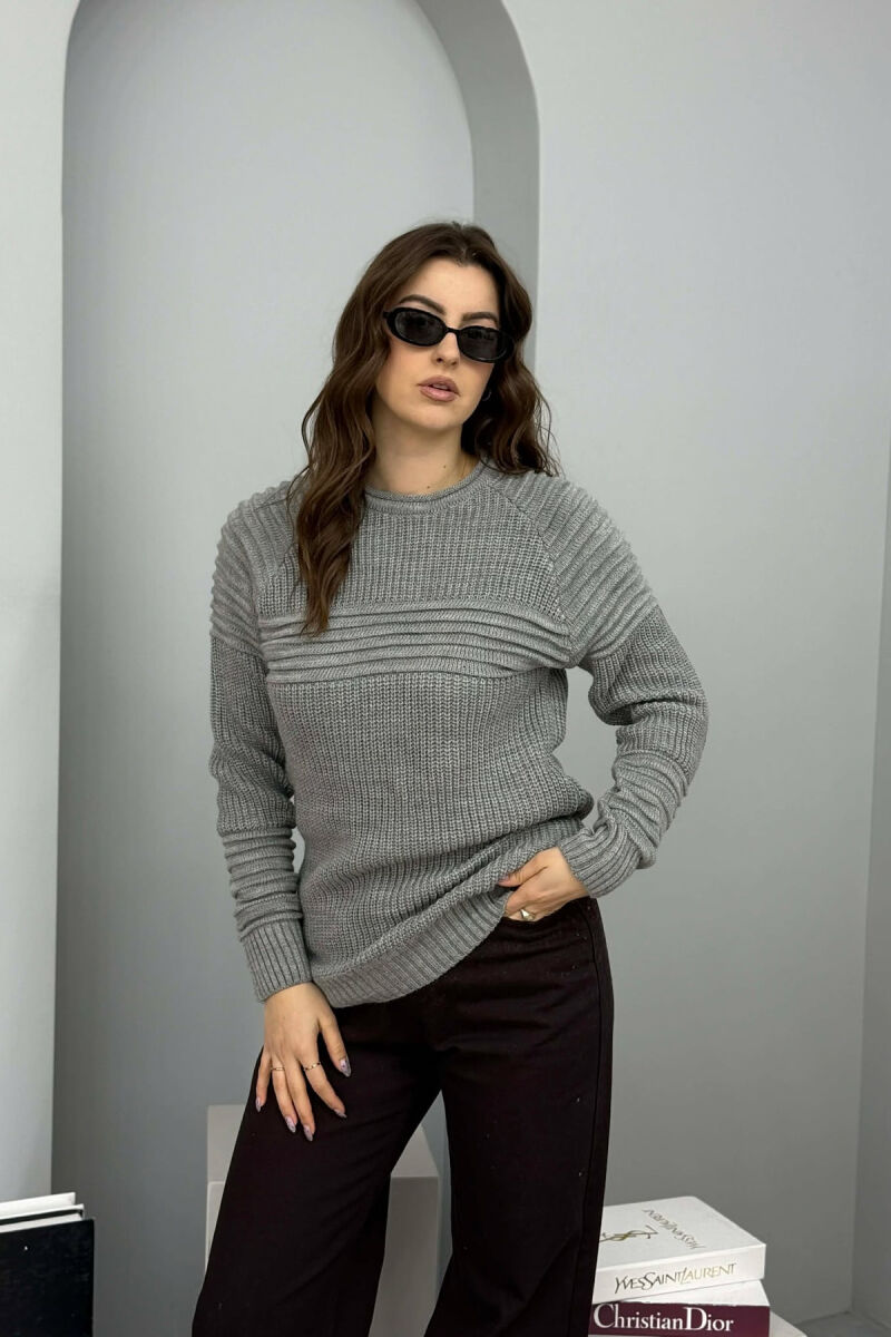 THICK SIMPLE WOMAN SWEATER GREY-GREY/GG - 2