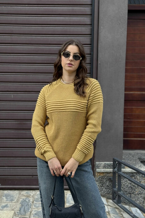 THICK SIMPLE WOMAN SWEATER MUSTARD/MUSTARDE - 2
