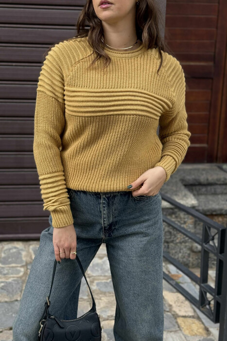 THICK SIMPLE WOMAN SWEATER MUSTARD/MUSTARDE - 4