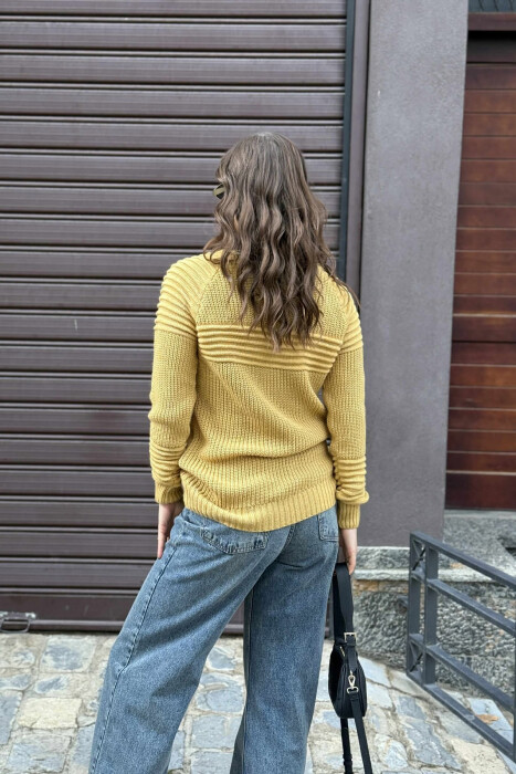 THICK SIMPLE WOMAN SWEATER MUSTARD/MUSTARDE - 3