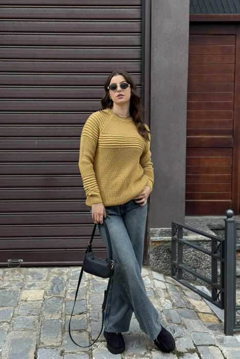 THICK SIMPLE WOMAN SWEATER MUSTARD/MUSTARDE - 1