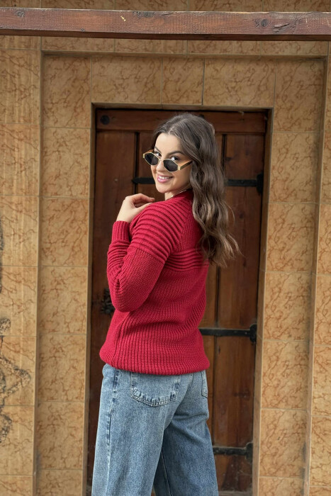 THICK SIMPLE WOMAN SWEATER RED/E KUQE - 3