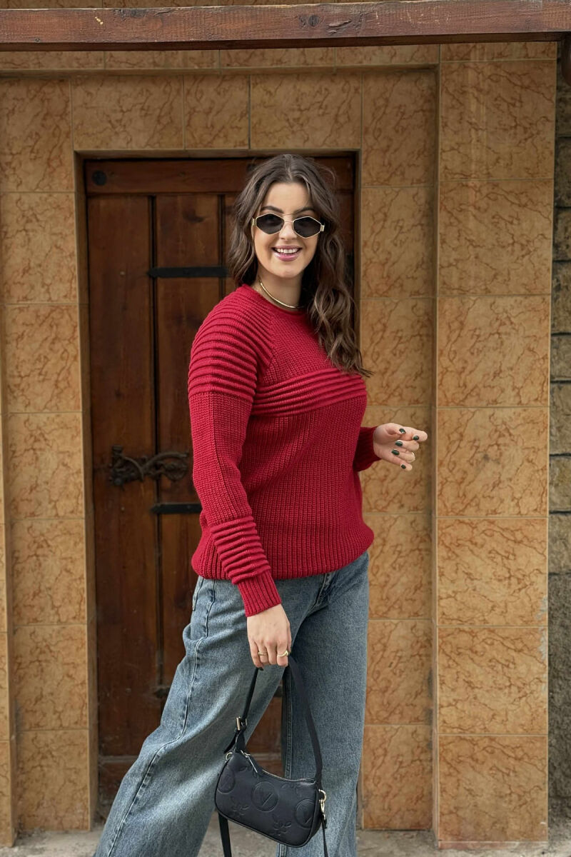 THICK SIMPLE WOMAN SWEATER RED/E KUQE - 1
