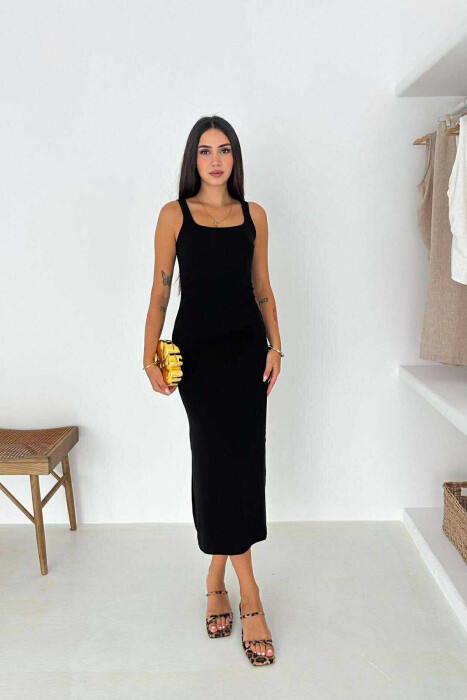 THICK STRAPS ONE COLOR LONG WOMEN DRESS BLACK/ E ZEZE - 2