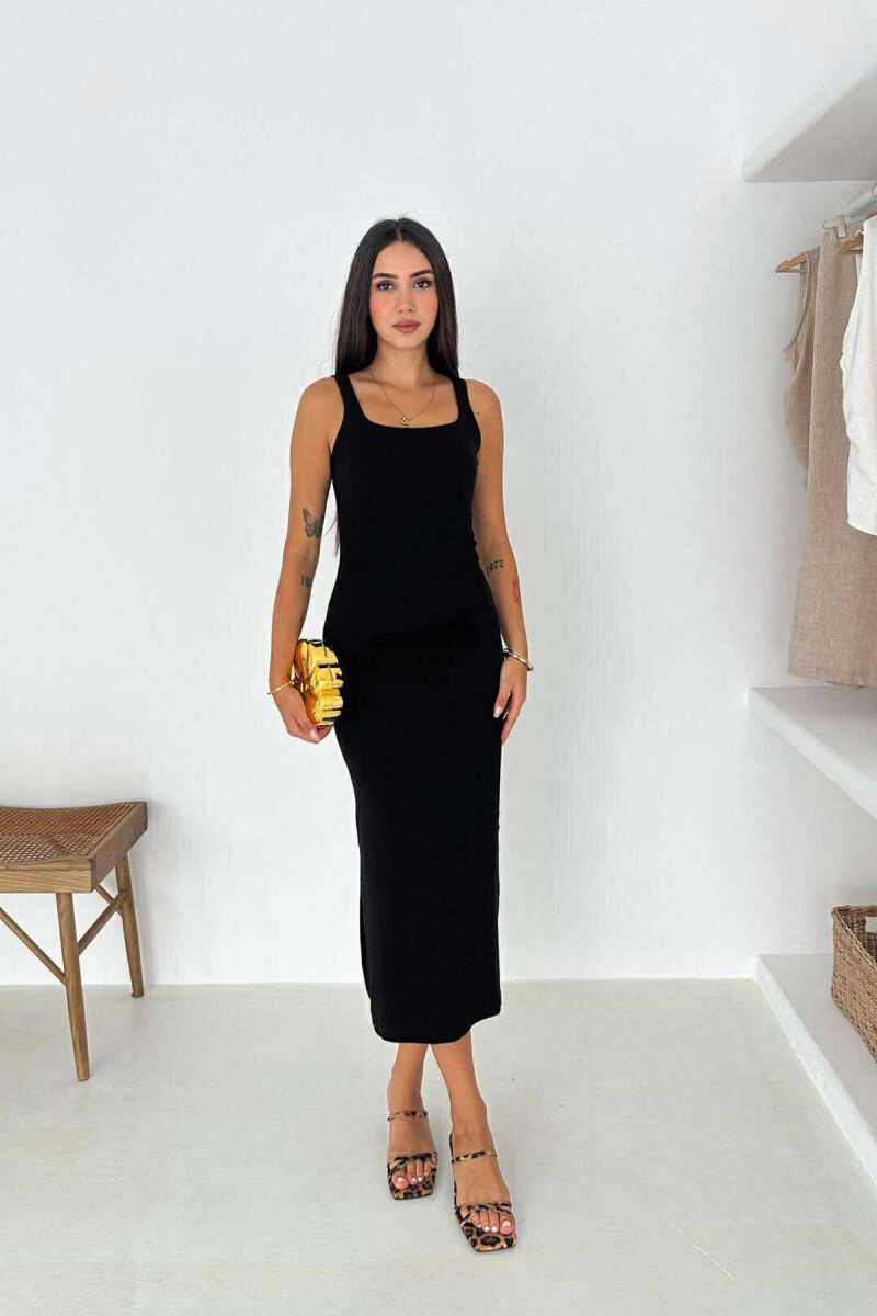 THICK STRAPS ONE COLOR LONG WOMEN DRESS BLACK/ E ZEZE - 2