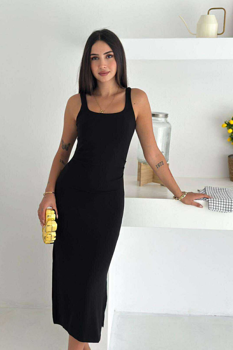 THICK STRAPS ONE COLOR LONG WOMEN DRESS BLACK/ E ZEZE - 4