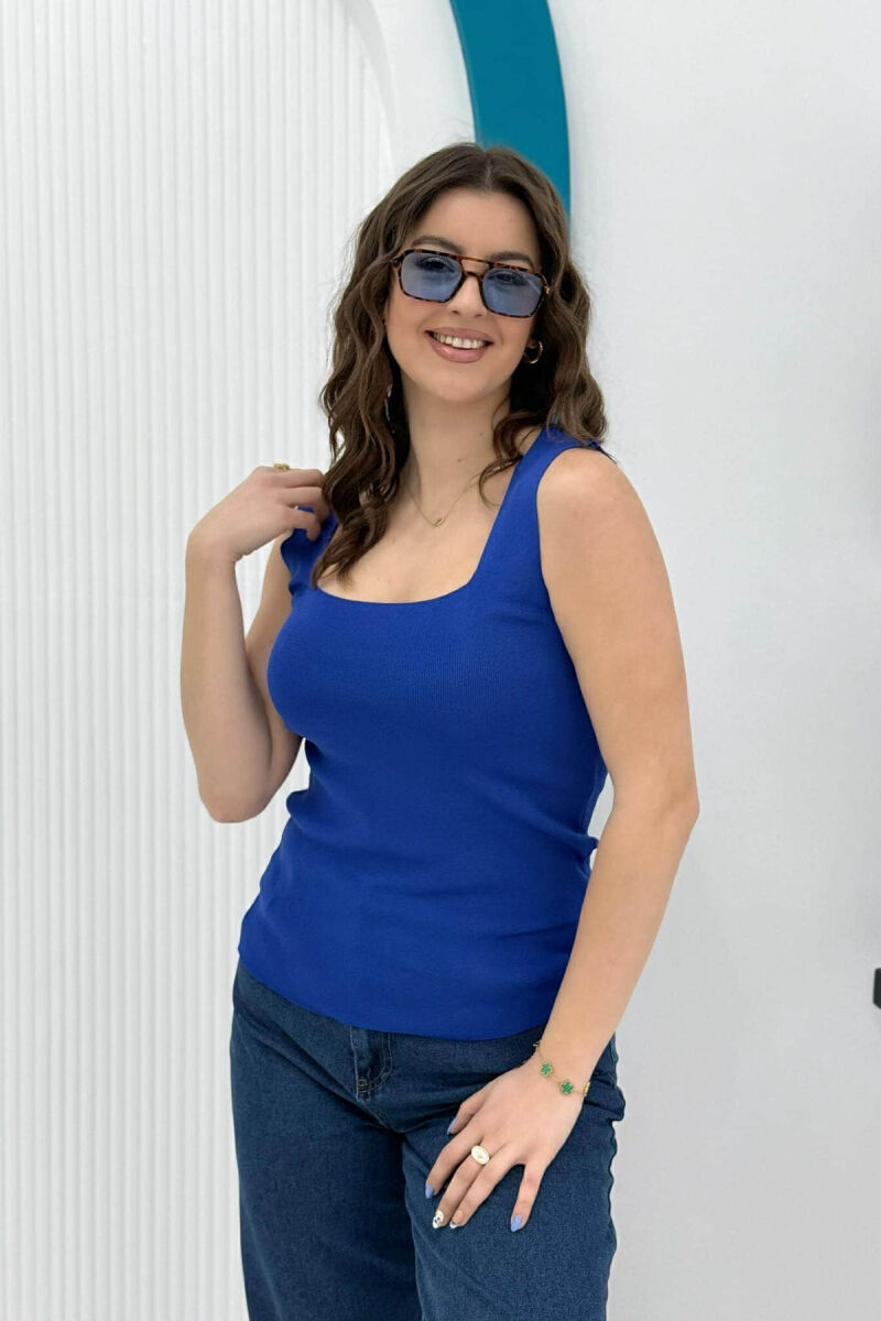 THICK STRAPS ONE COLOR WOMEN TANK TOP BLUE/BLU - 1