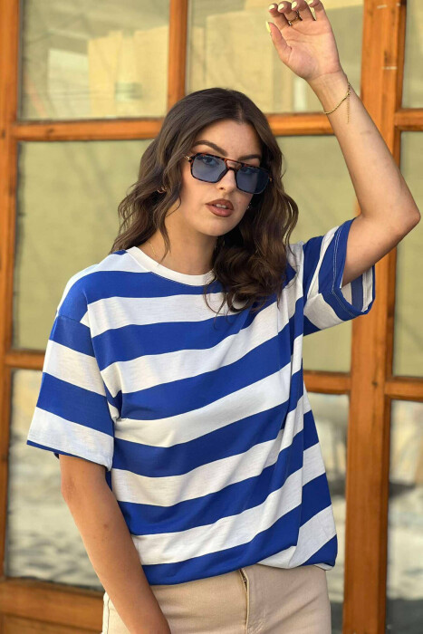 THICK STRIPES WOMEN T-SHIRT BLUE-WHITE/BLBA - 3