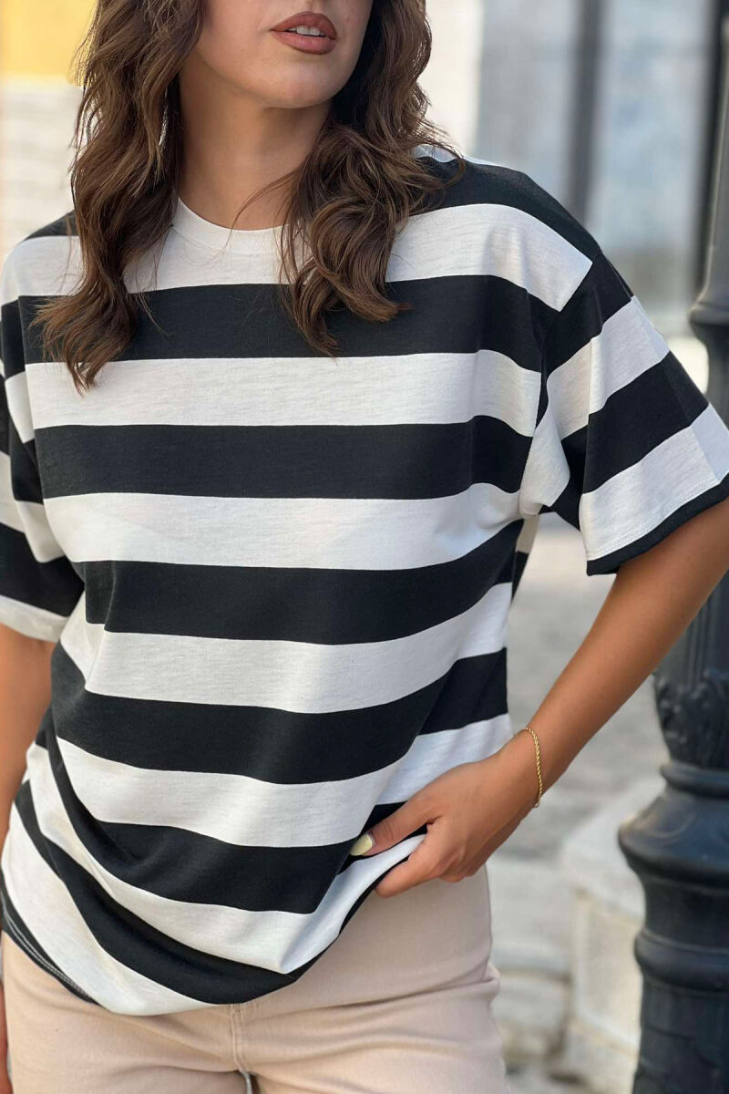 THICK STRIPES WOMEN T-SHIRT WHITE-BLACK/BAZE - 2