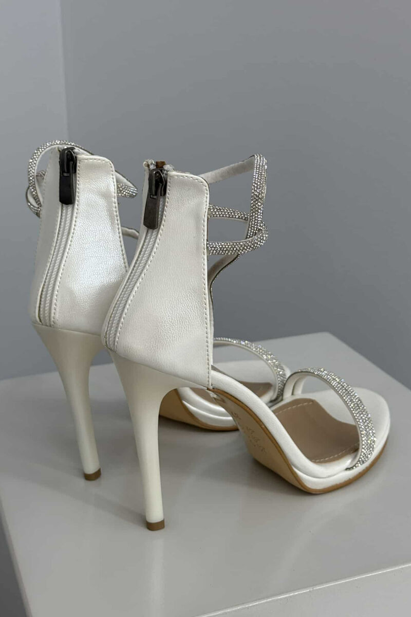 THIN DIAMOND DETAILS STRAPS HIGH HEEL WOMEN SANDALS WHITE-E BARDHE - 2