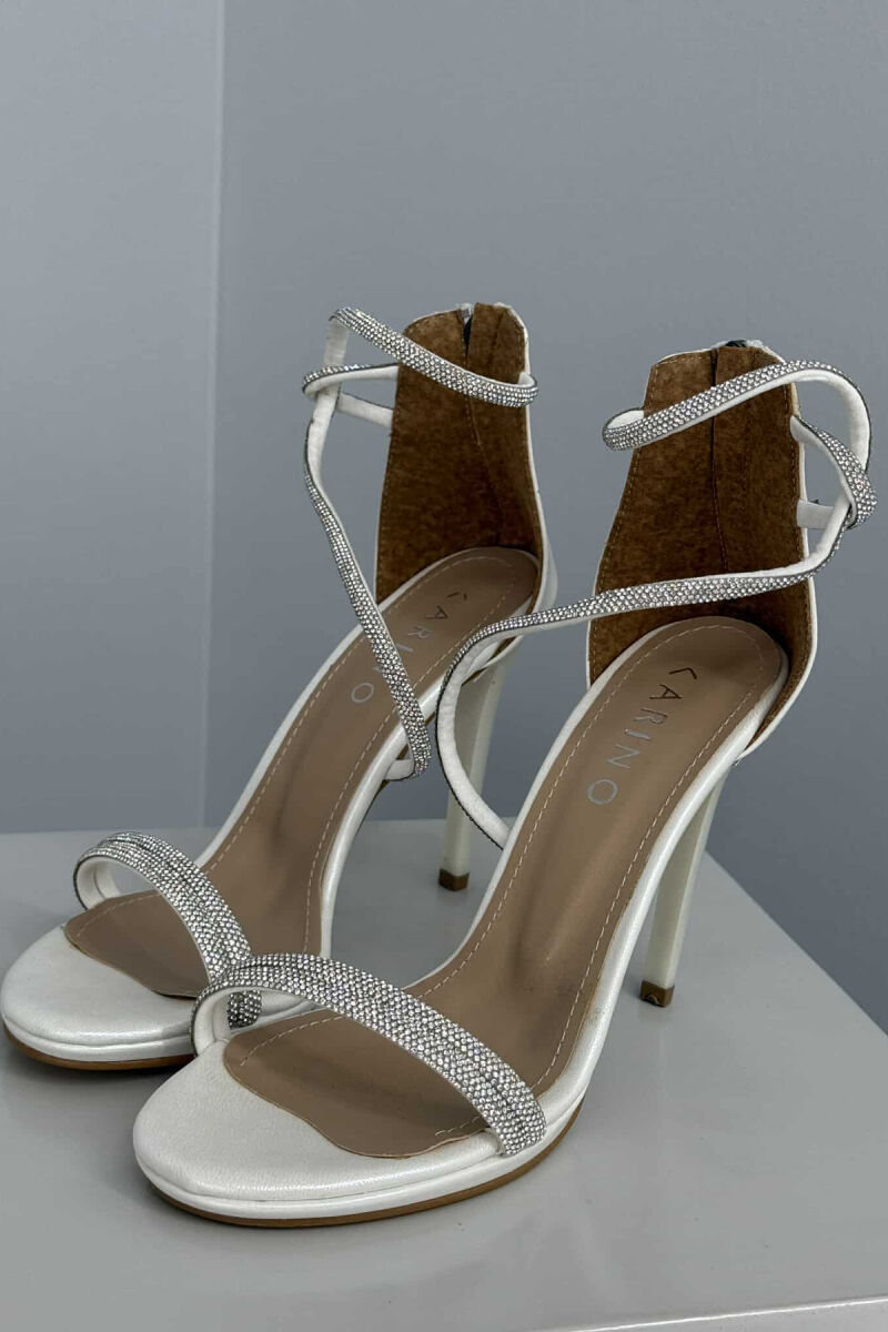 THIN DIAMOND DETAILS STRAPS HIGH HEEL WOMEN SANDALS WHITE-E BARDHE - 5