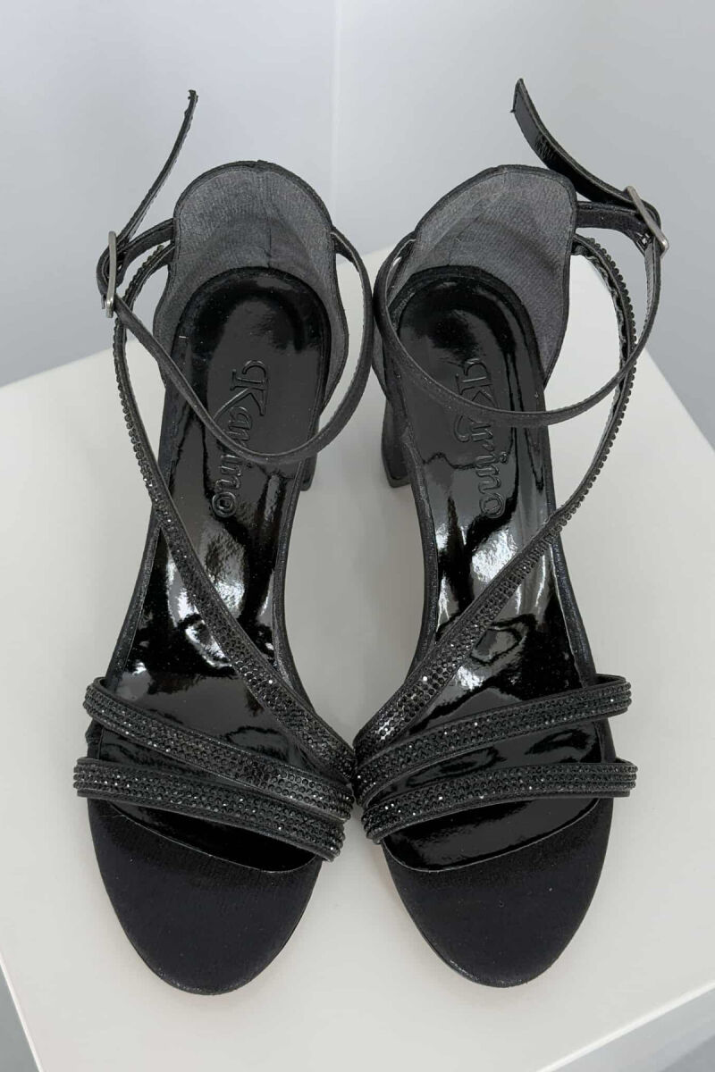 THIN DIAMOND STRAPS HIGH HEEL WOMEN SANDALS BLACK/ E ZEZE - 2