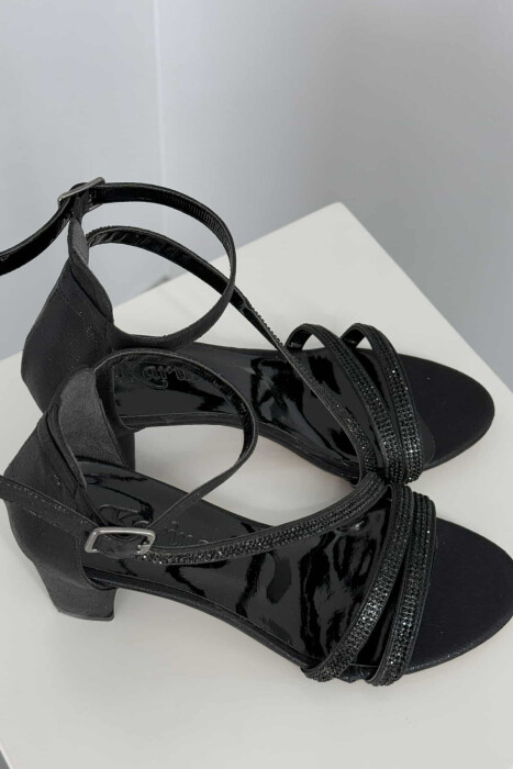 THIN DIAMOND STRAPS HIGH HEEL WOMEN SANDALS BLACK/ E ZEZE - 3