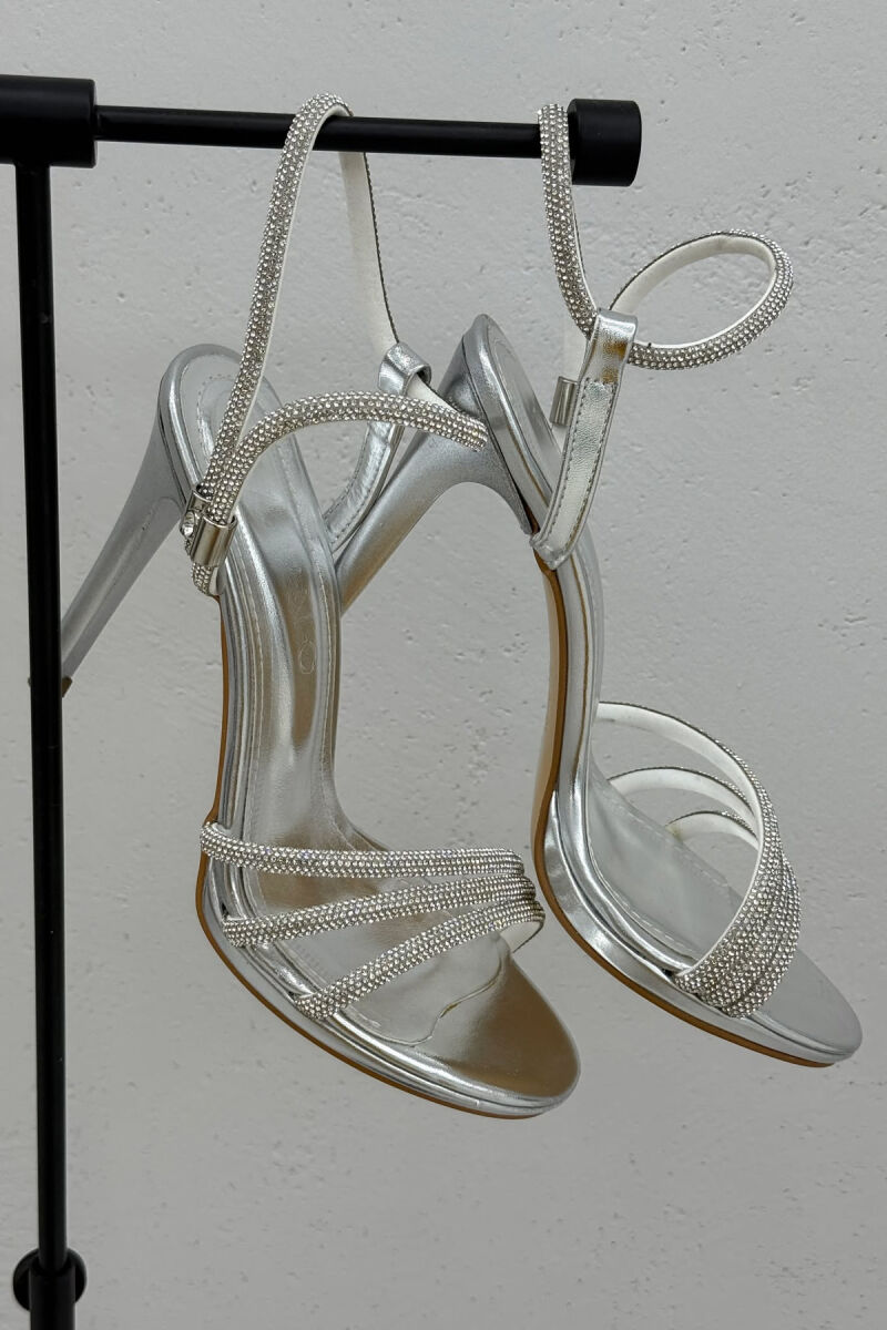 THIN HIGH HEEL DIAMOND DETAILS WOMEN SANDALS GREY/GRI - 2