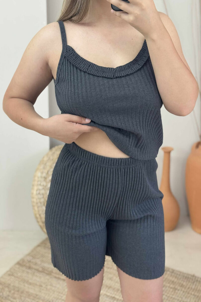 THIN STRAP TANK TOP+SHORTS WOMEN PYJAMAS DARK GREY/GEE - 5