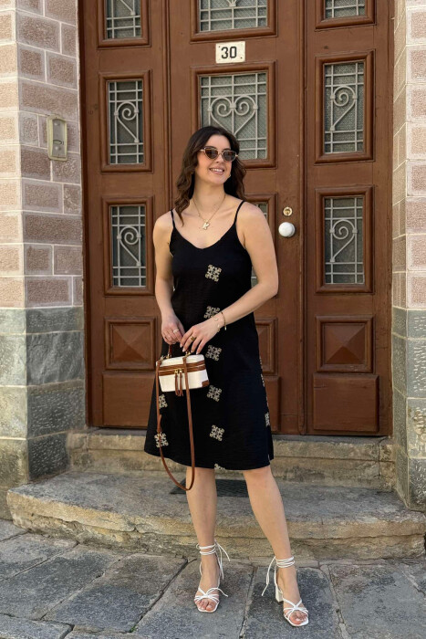 THIN STRAPS LONG WOMEN DRESS BLACK/ E ZEZE - 1