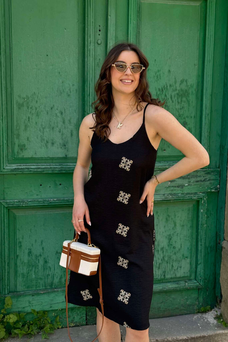 THIN STRAPS LONG WOMEN DRESS BLACK/ E ZEZE - 3