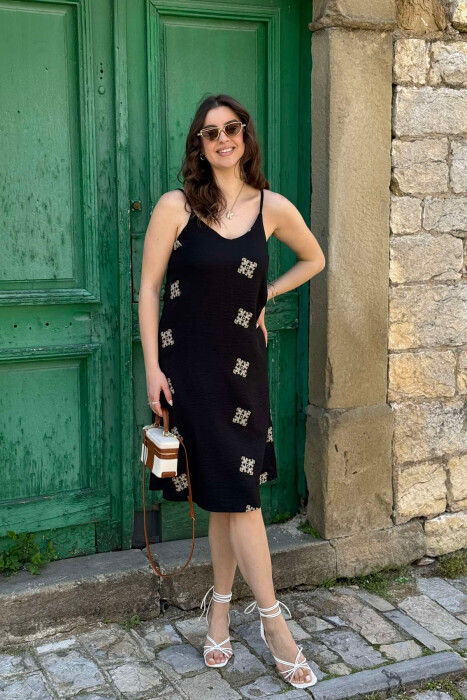 THIN STRAPS LONG WOMEN DRESS BLACK/ E ZEZE - 4