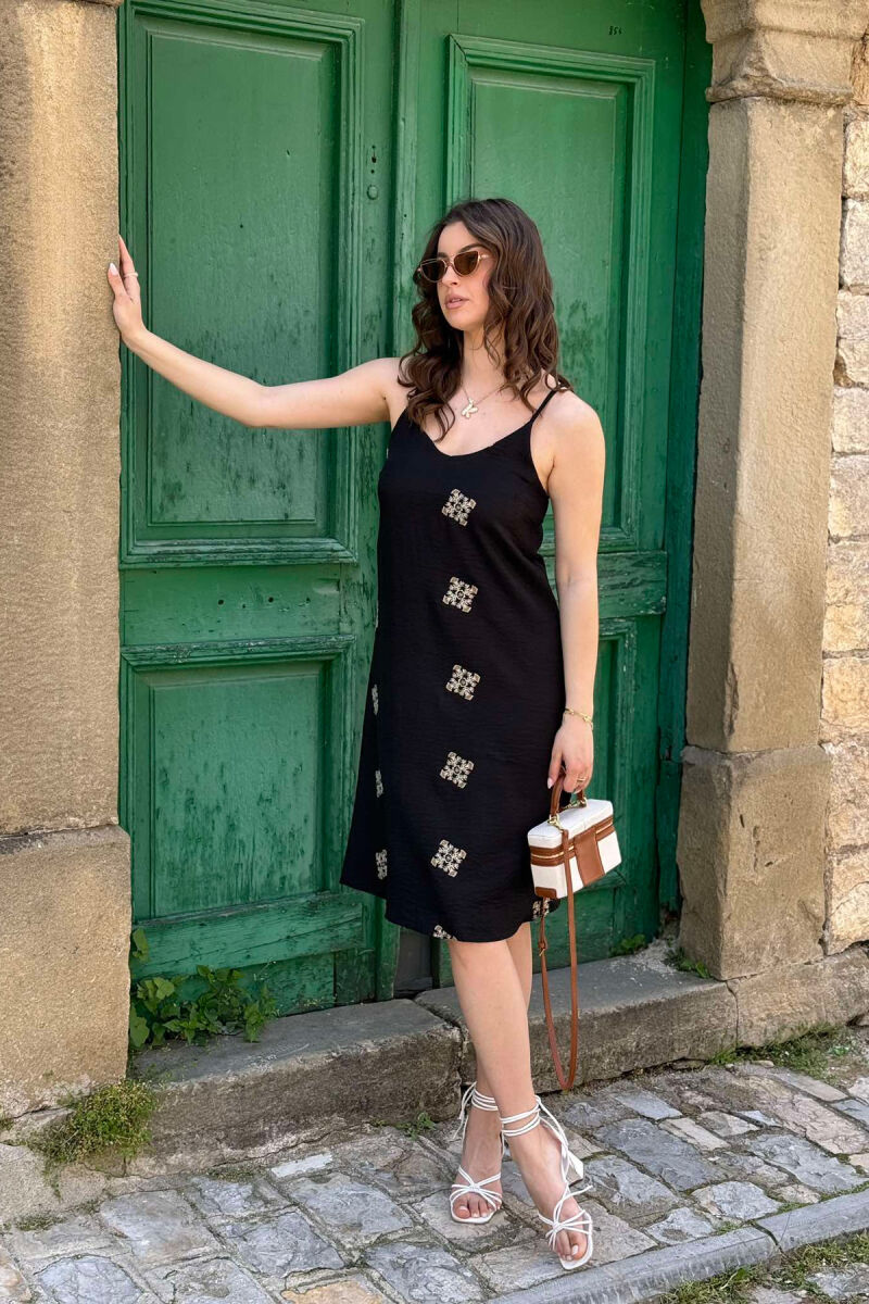 THIN STRAPS LONG WOMEN DRESS BLACK/ E ZEZE - 6