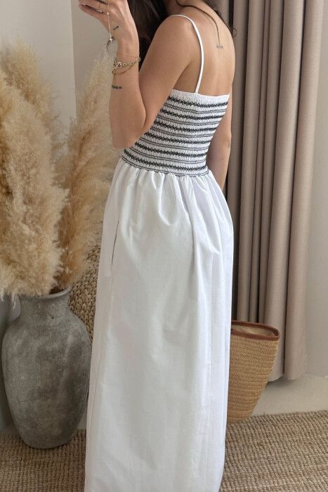 THIN STRAPS LONG WOMEN DRESS WHITE-E BARDHE - 4