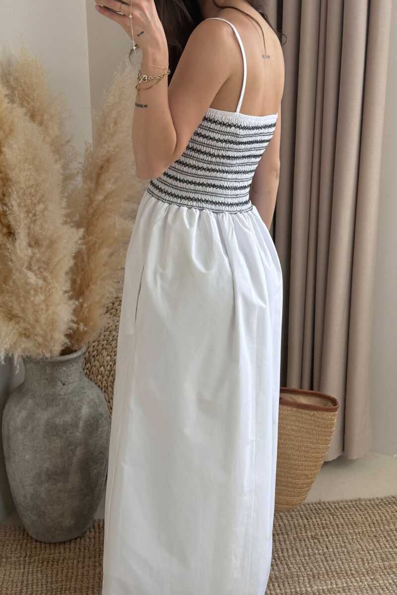 THIN STRAPS LONG WOMEN DRESS WHITE-E BARDHE - 4