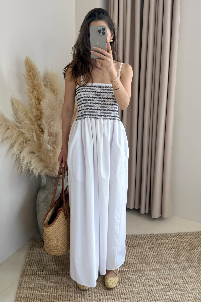 THIN STRAPS LONG WOMEN DRESS WHITE-E BARDHE - 5