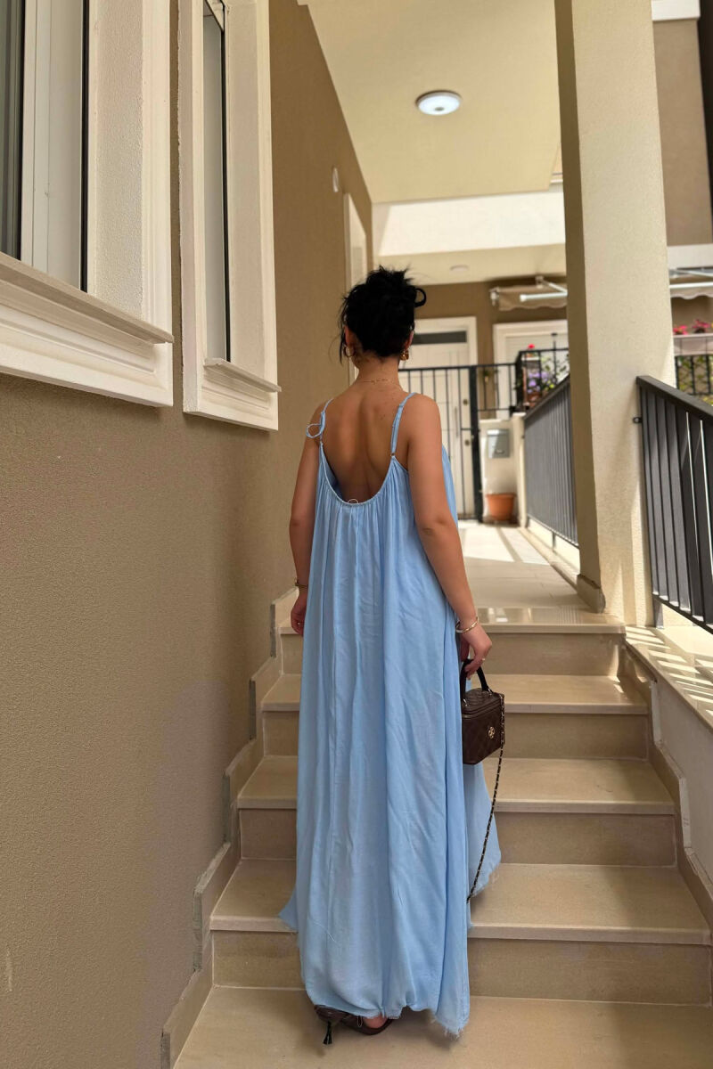 THIN STRAPS ONE COLOR WOMEN DRESS LIGHTBLUE/BZ - 3