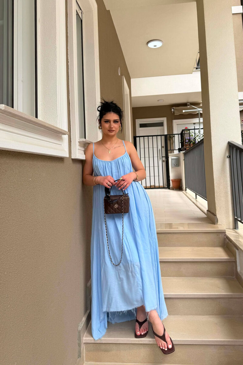 THIN STRAPS ONE COLOR WOMEN DRESS LIGHTBLUE/BZ - 4