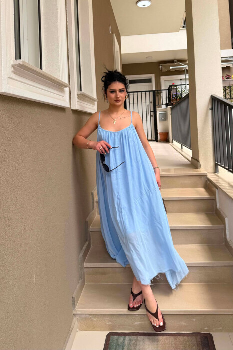 THIN STRAPS ONE COLOR WOMEN DRESS LIGHTBLUE/BZ - 5