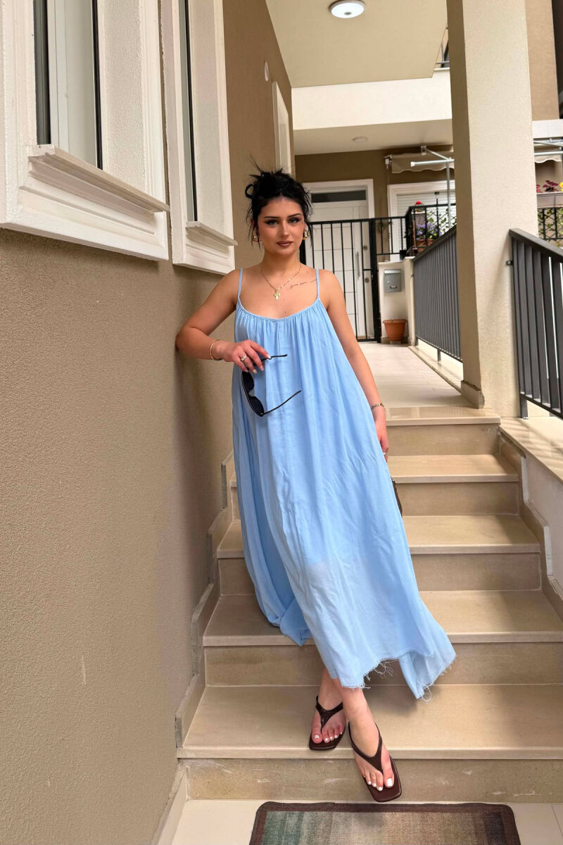THIN STRAPS ONE COLOR WOMEN DRESS LIGHTBLUE/BZ - 5