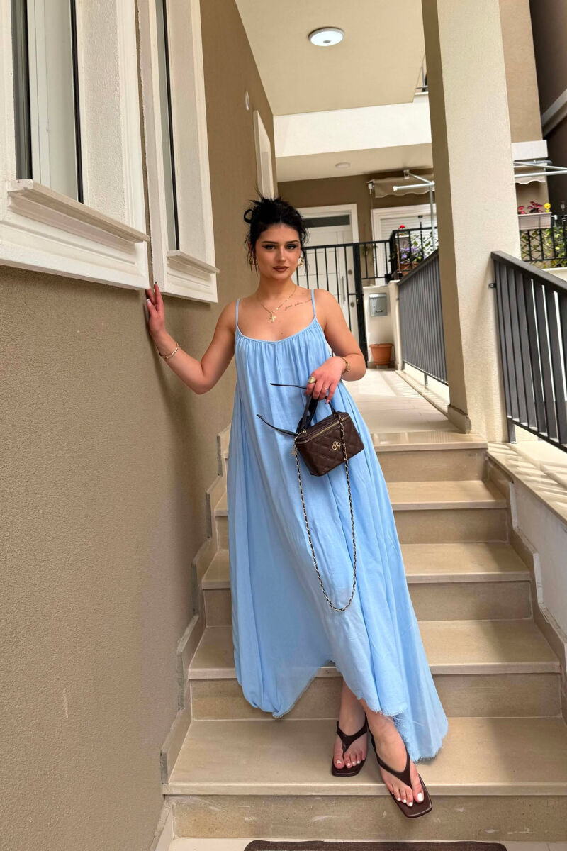 THIN STRAPS ONE COLOR WOMEN DRESS LIGHTBLUE/BZ - 6