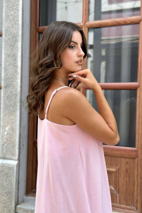 THIN STRAPS ONE COLOR WOMEN DRESS PINK/ROZE - 2