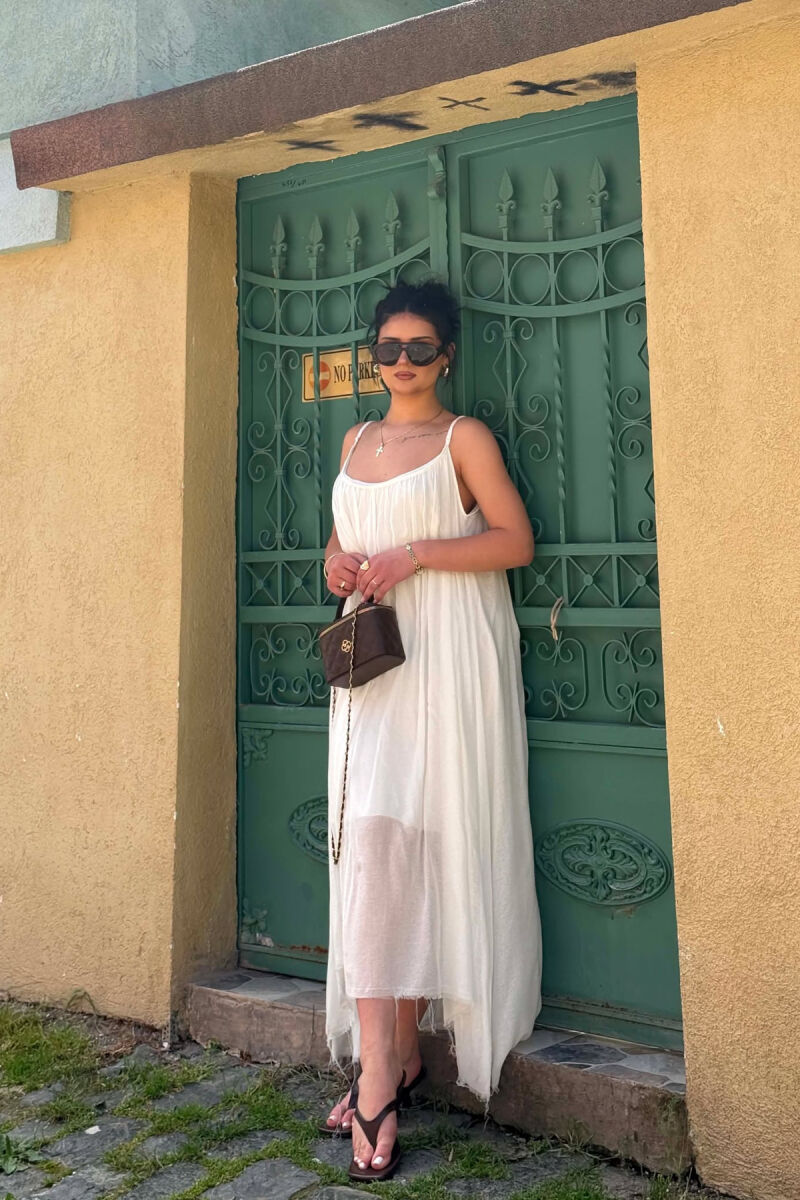 THIN STRAPS ONE COLOR WOMEN DRESS WHITE-E BARDHE - 4