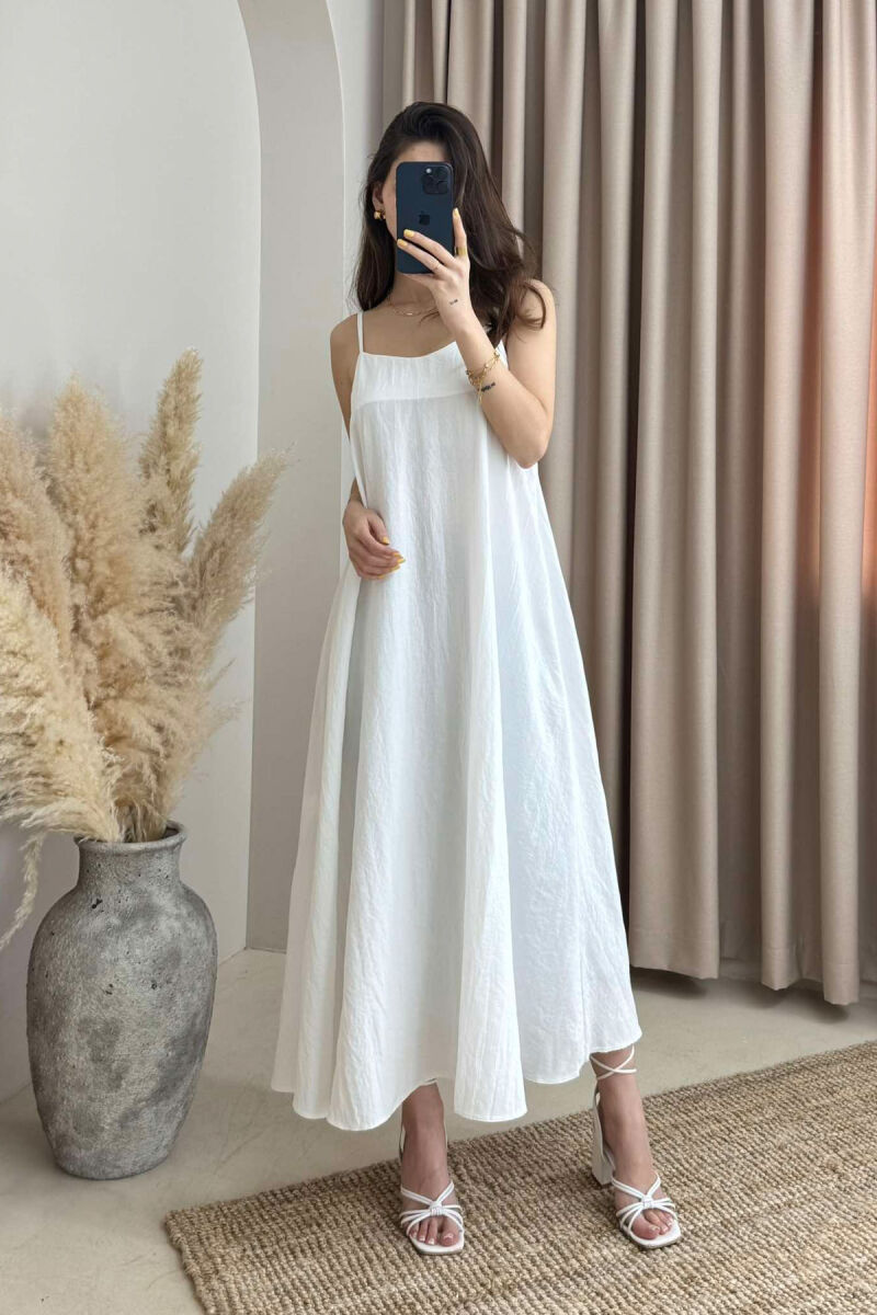 THIN STRAPS ONE COLOR WOMEN DRESS WHITE-E BARDHE - 1
