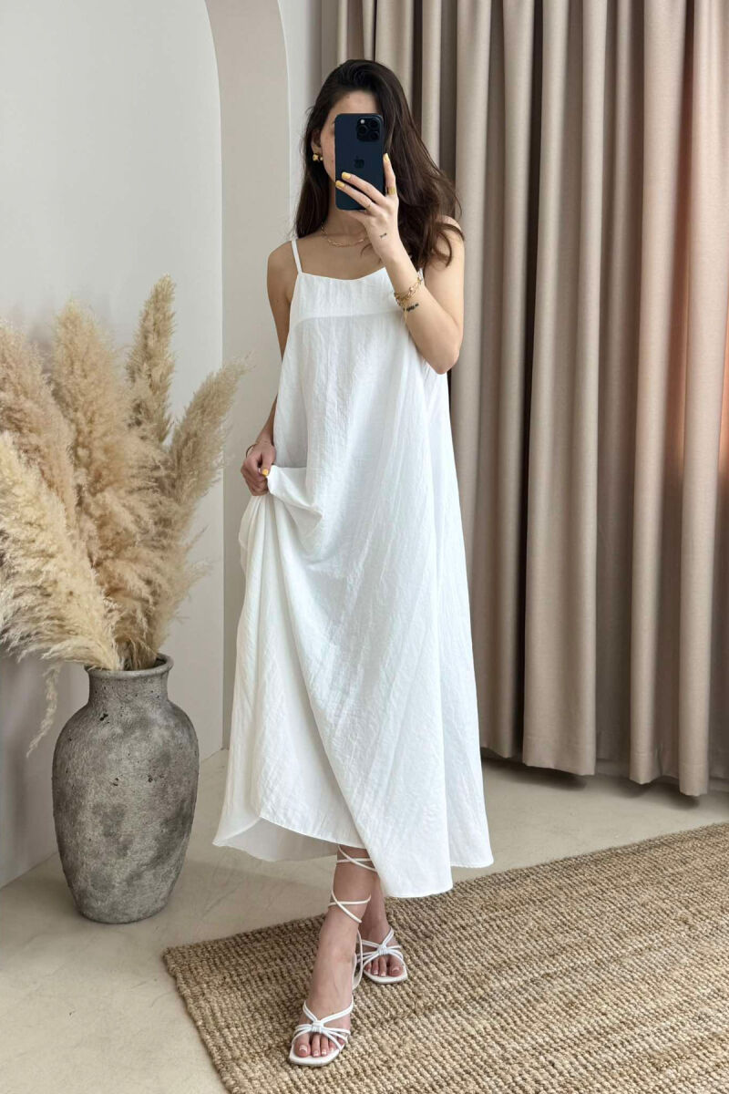 THIN STRAPS ONE COLOR WOMEN DRESS WHITE-E BARDHE - 2