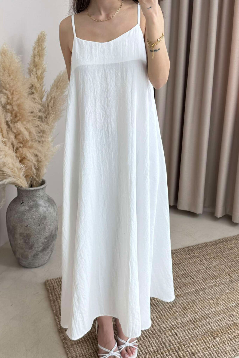 THIN STRAPS ONE COLOR WOMEN DRESS WHITE-E BARDHE - 3