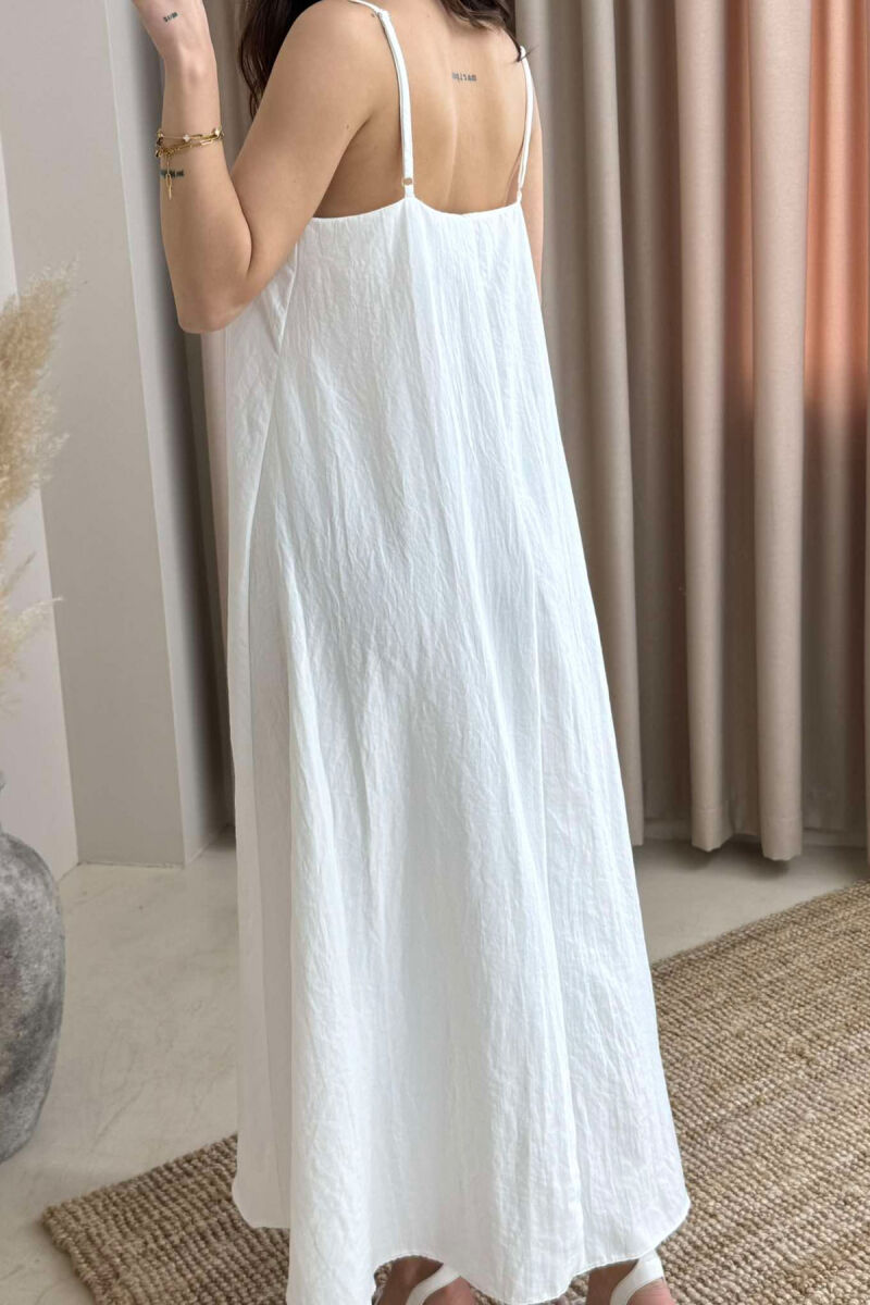 THIN STRAPS ONE COLOR WOMEN DRESS WHITE-E BARDHE - 4