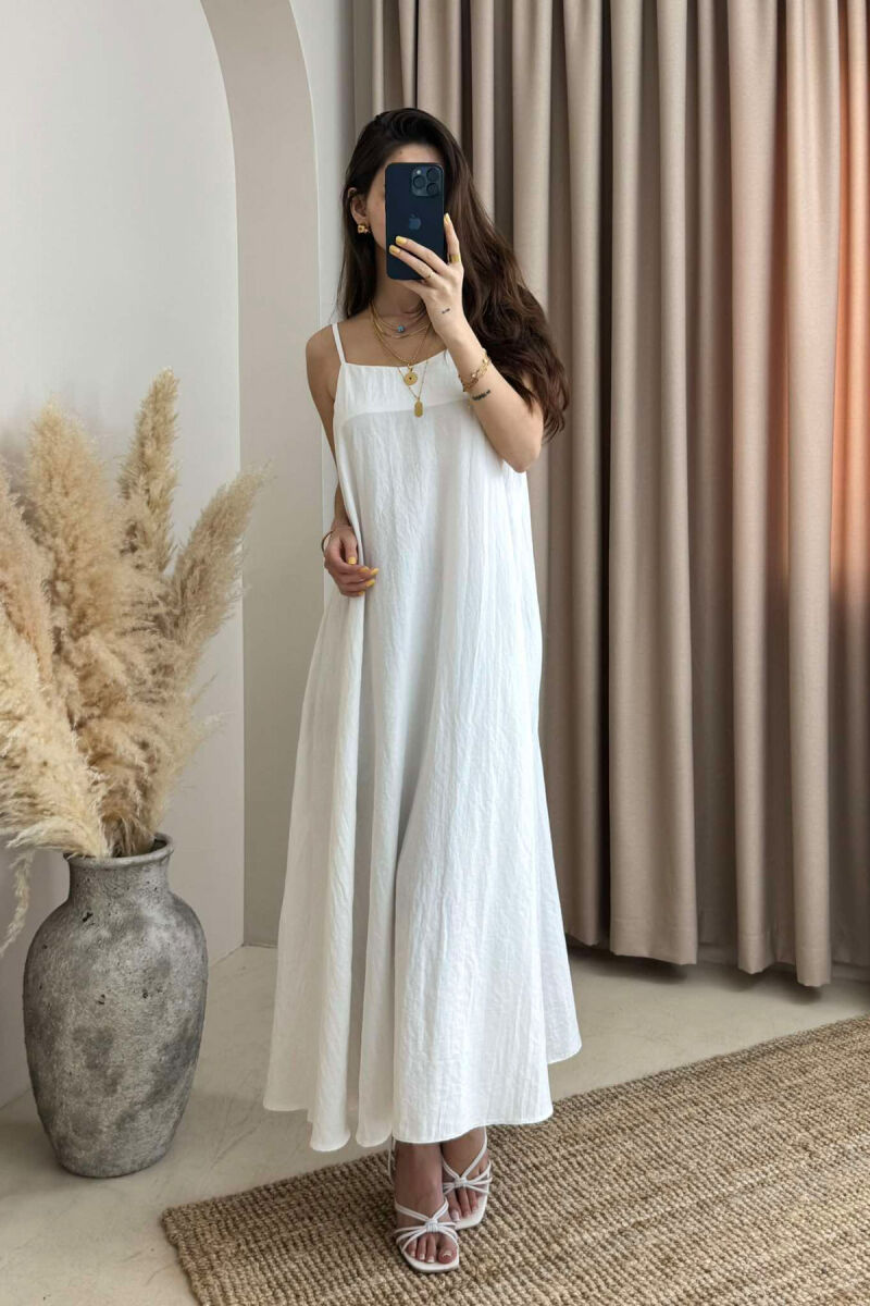 THIN STRAPS ONE COLOR WOMEN DRESS WHITE-E BARDHE - 5