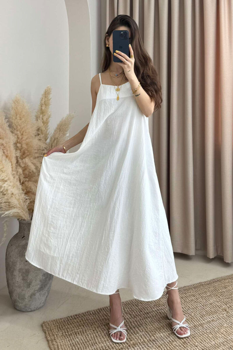 THIN STRAPS ONE COLOR WOMEN DRESS WHITE-E BARDHE - 6