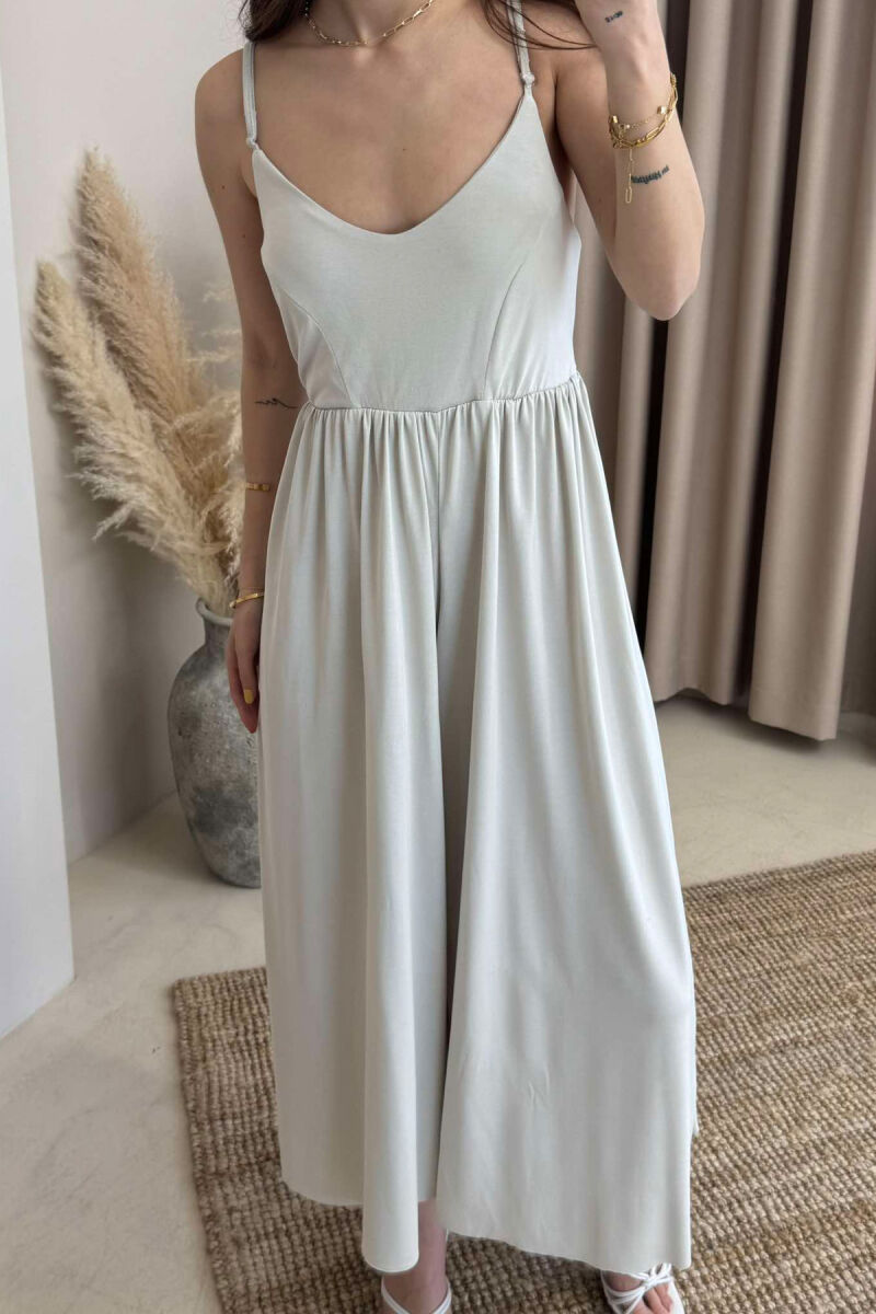 THIN STRAPS ONE COLOR WOMEN JUMPSUIT CREAM/KREM - 4