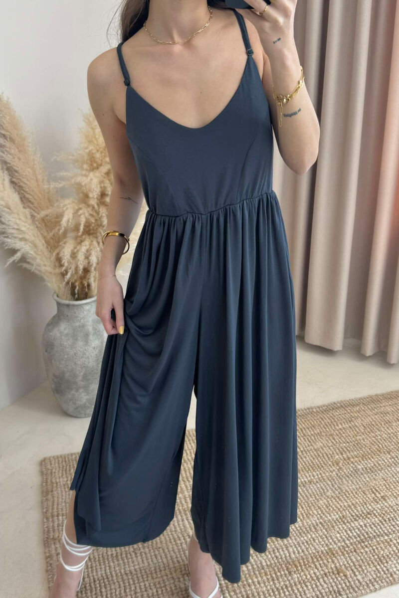 THIN STRAPS ONE COLOR WOMEN JUMPSUIT DARK GREY/GEE - 3