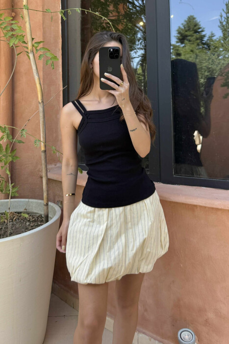 THIN STRAPS ONE COLOR WOMEN TANK TOP BLACK/ E ZEZE - 2