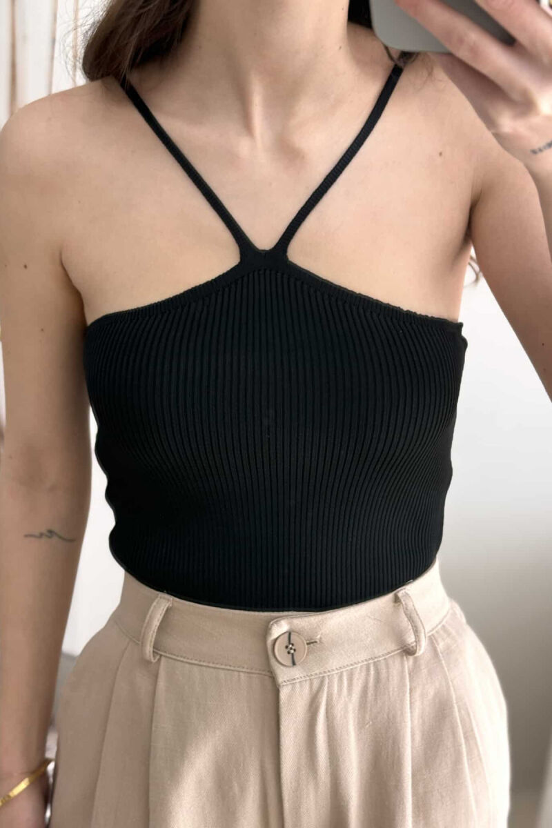 THIN STRAPS ONE COLOR WOMEN TANK TOP BLACK/ E ZEZE - 2